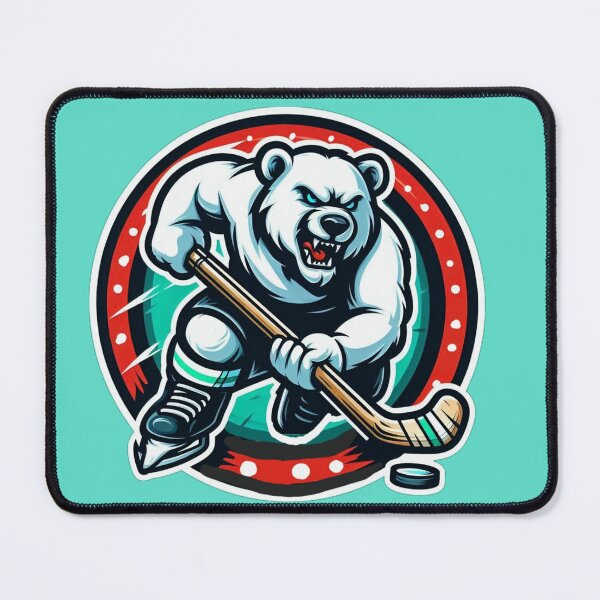 Item preview, Polar bear Hockey player badge designed and sold by ErikFQ.