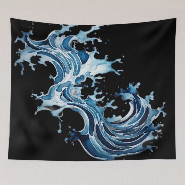 Item preview,  blue and white drawing of a wave designed and sold by Enga6.