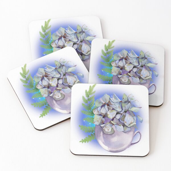 Item preview, Hydrangeas and Fern in a Teacup Galaxy Coffee designed and sold by WildWoodlandWitch.
