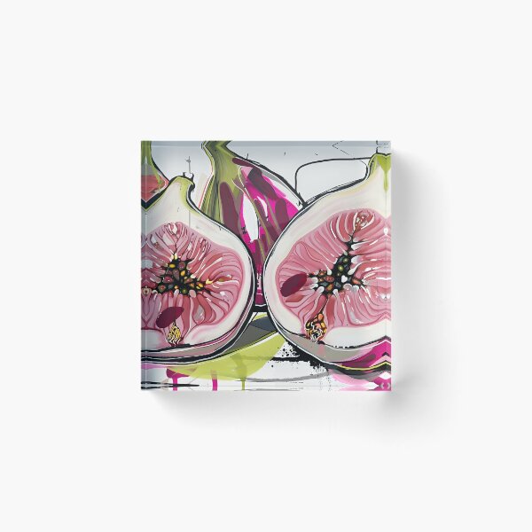 Item preview, Dynamic Botanical Figs - Bold and Expressive Strokes with Vibrant Pinks and Greens AI Generated designed and sold by OlfactoART Studio.