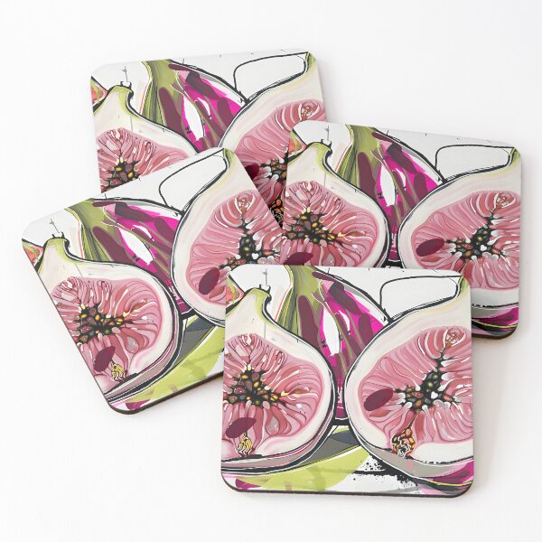 Item preview, Dynamic Botanical Figs - Bold and Expressive Strokes with Vibrant Pinks and Greens AI Generated designed and sold by OlfactoART Studio.