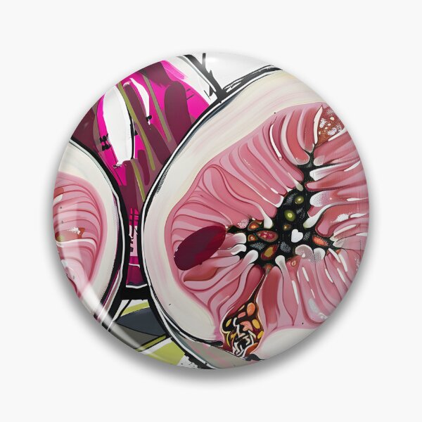 Item preview, Dynamic Botanical Figs - Bold and Expressive Strokes with Vibrant Pinks and Greens AI Generated designed and sold by OlfactoART Studio.