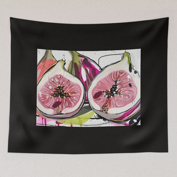 Item preview, Dynamic Botanical Figs - Bold and Expressive Strokes with Vibrant Pinks and Greens AI Generated designed and sold by OlfactoART Studio.