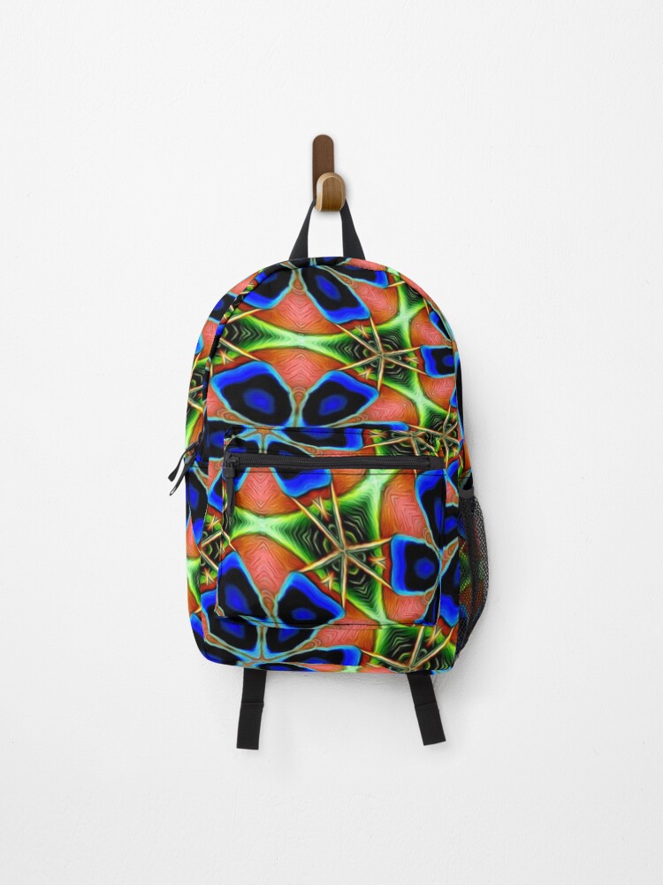 Thumbnail 1 of 3, Backpack, Abstract Peacock Feathers Pattern designed and sold by Patternflower.