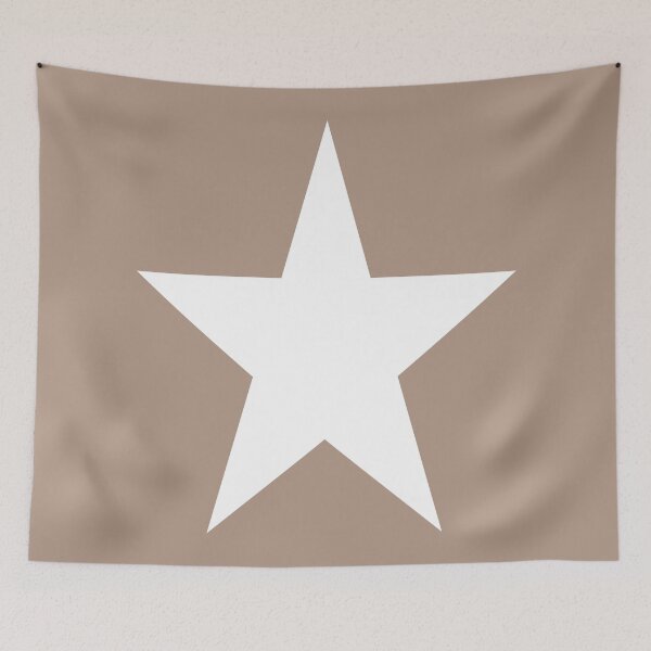 Item preview, Single WHITE STAR on a WARM TAUPE Background designed and sold by RachelMacht.