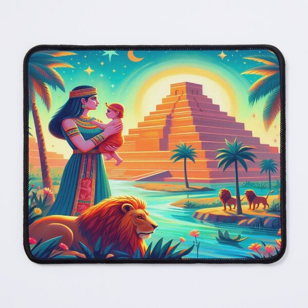 Item preview,  Ishtar (Inanna), goddess of love, war, fertility and life, Lion of Babylon, Mesopotamia, cuneiform texts, palm tree, marsh, birth, newborn, genesis, origin, sky, flowers designed and sold by Redbdon.