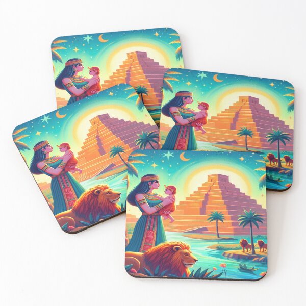 Item preview,  Ishtar (Inanna), goddess of love, war, fertility and life, Lion of Babylon, Mesopotamia, cuneiform texts, palm tree, marsh, birth, newborn, genesis, origin, sky, flowers designed and sold by Redbdon.