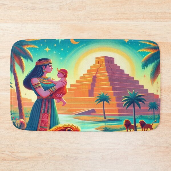 Item preview,  Ishtar (Inanna), goddess of love, war, fertility and life, Lion of Babylon, Mesopotamia, cuneiform texts, palm tree, marsh, birth, newborn, genesis, origin, sky, flowers designed and sold by Redbdon.