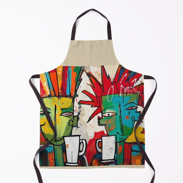 Item preview, Surreal Dynamic Coffee Connection - Vibrant Stylized Figures Amid Colorful Abstraction designed and sold by OlfactoART Studio.