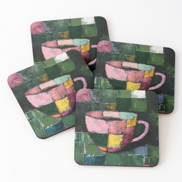 Item preview, Vivid Java Delight - Colorful Coffee Cup Amidst Dynamic Brushstrokes Geometric Shapes and Vibrant Colors designed and sold by OlfactoART Studio.
