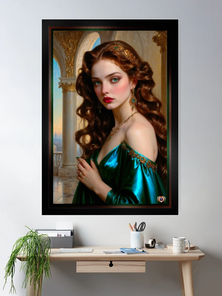 An Enchanting Portrait of The Emerald Empress Beautiful AI Concept Art by Xzendor7 Room Decor Portrait Poster Art Print 