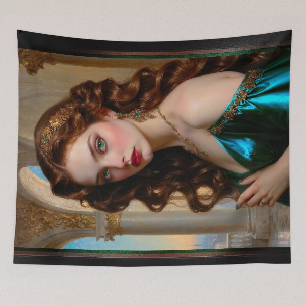 Item preview, An Enchanting Portrait of The Emerald Empress Beautiful AI Concept Art by Xzendor7 designed and sold by Xzendor7 Digital Art Creations.