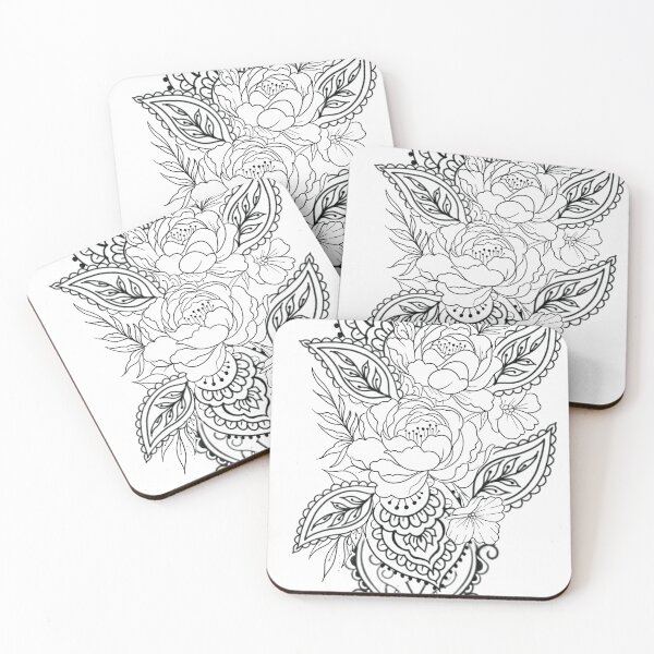 Item preview, Floral henna tattoo design designed and sold by MatrixTattoo.
