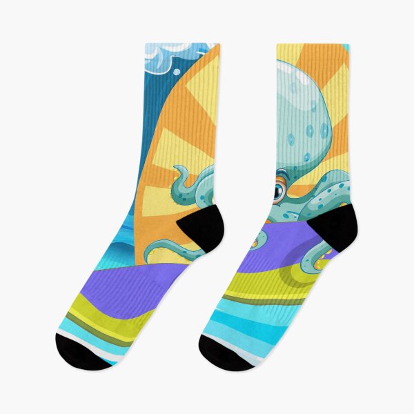 Item preview, a cute octopus surfing in the summertime. designed and sold by Dream-Way.