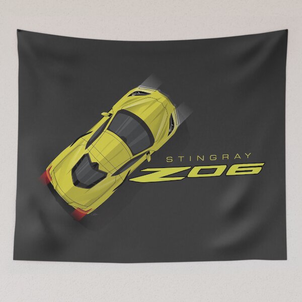Item preview, Yellow Chevy Corvette C8 Illustration designed and sold by blackdogshop.