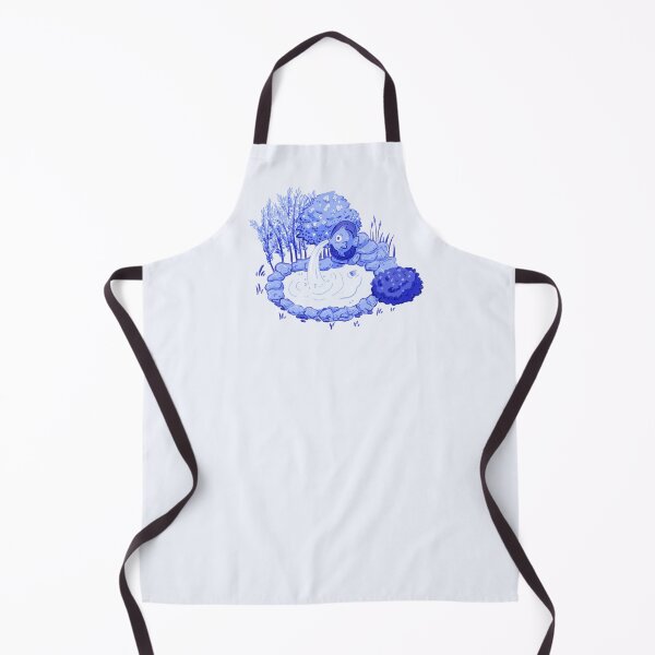 Item preview, Pond with fish and frog, blue monochrome designed and sold by rizdrawings.