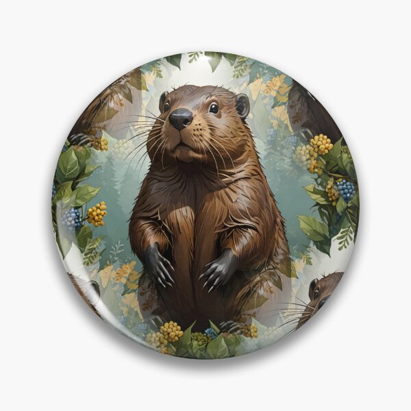 Item preview, American beaver Surrounded By Oregon-grape Pattern designed and sold by taiche.
