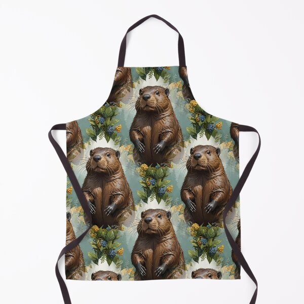 Item preview, American beaver Surrounded By Oregon-grape Pattern designed and sold by taiche.