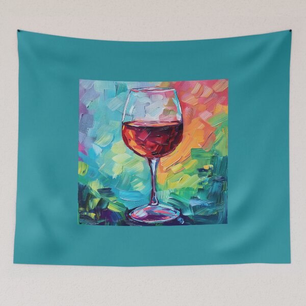 Item preview, Dynamism in Red - Impressionistic Red Wine Glass on Vibrant Brushstroke Canvas designed and sold by OlfactoART Studio.