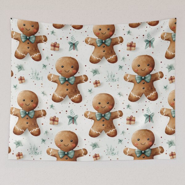 Item preview, Gingerbread man seasonal seamless pattern tile designed and sold by MiraCleAI.