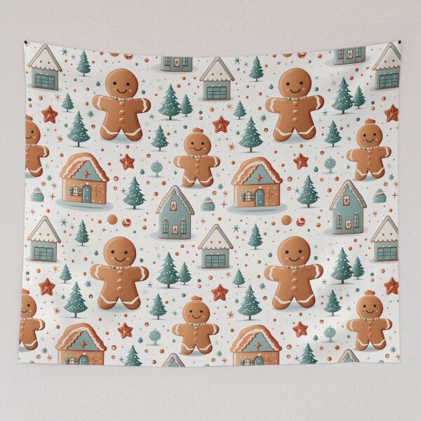 Item preview, Gingerbread man seasonal seamless pattern tile designed and sold by MiraCleAI.