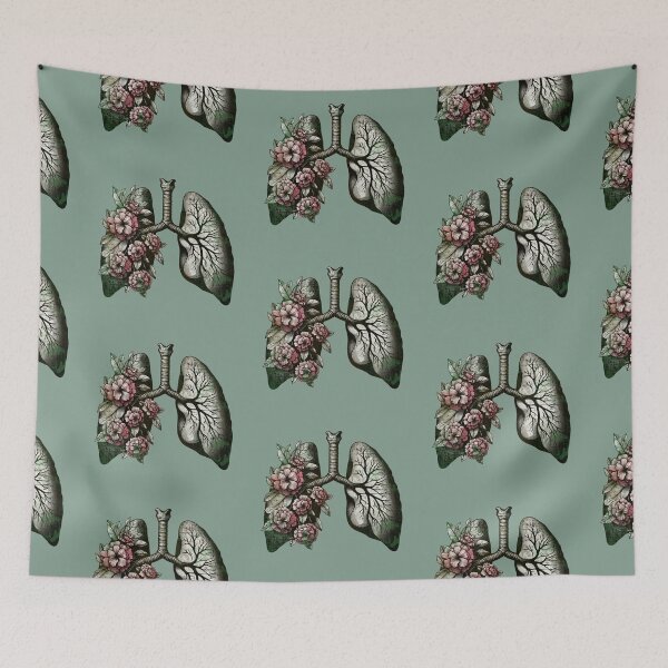 Item preview, Lung with pink carnation flowers and leaves, Respiratory Therapist, Lungs cancer awareness, bloom flowers floral, anatomy, watercolor pop worm designed and sold by Collagedream.
