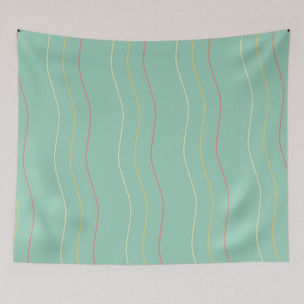 Item preview, Red Yellow White-Yellow Waves On Teal Pattern designed and sold by PatternsPalette.