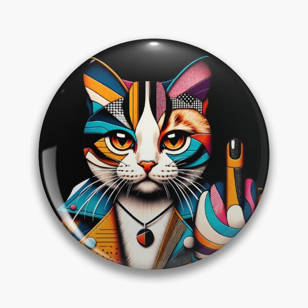 Item preview, Attitude Cat Showing Middle Finger Collage Art designed and sold by SeGoArtDesign.