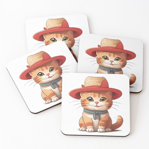 Item preview, Cute Cat with Straw Hat designed and sold by ManeeStore.