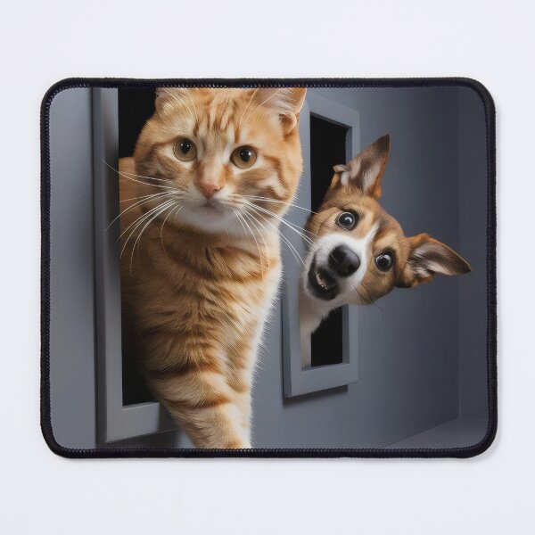 Item preview, A surprising meeting between a dog and a cat. designed and sold by MyHappyArtShop.