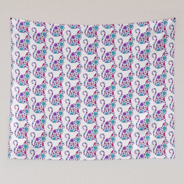 Item preview, Flower doodle cat LGBTQ+ Androgyne Pride Flag designed and sold by JoyfulJen.
