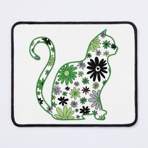 Item preview, Flower doodle cat LGBTQ+ Aro Pride Flag designed and sold by JoyfulJen.