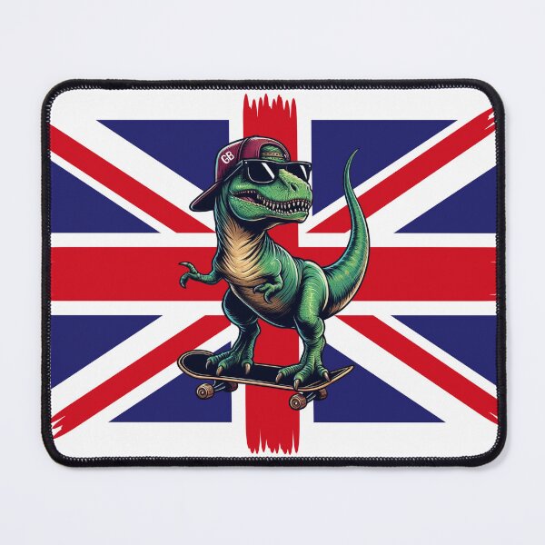 Item preview, Skateboarding T-Rex Dinosaur Great Britain United Kingdom Flag  designed and sold by darkskydelights.