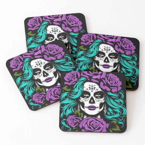 Item preview, Woman Skull With Green Hair And Purple Roses designed and sold by karsad.