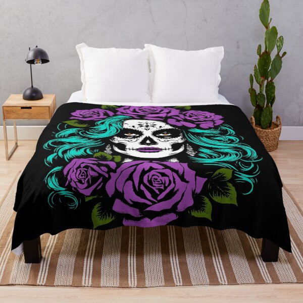 Item preview, Woman Skull With Green Hair And Purple Roses designed and sold by karsad.