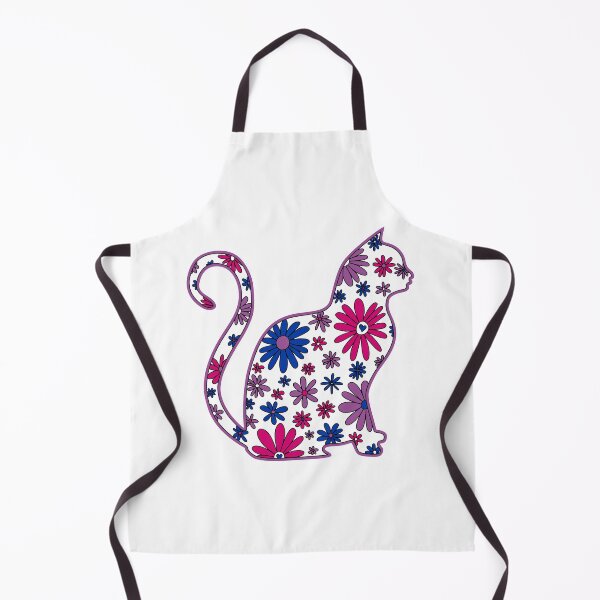 Item preview, Flower doodle cat LGBTQ+ Bisexual Bi Pride Flag designed and sold by JoyfulJen.