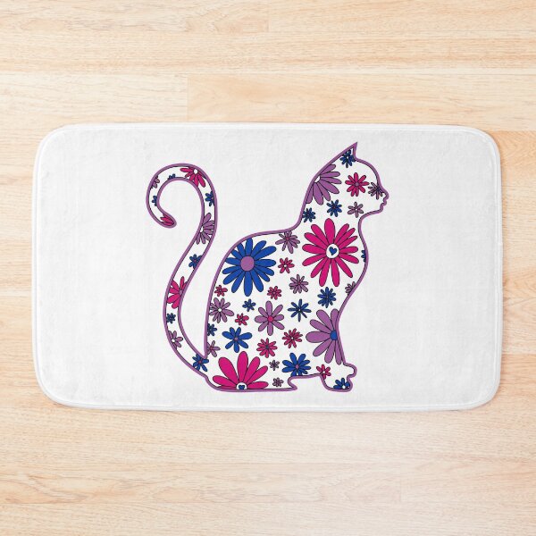 Item preview, Flower doodle cat LGBTQ+ Bisexual Bi Pride Flag designed and sold by JoyfulJen.