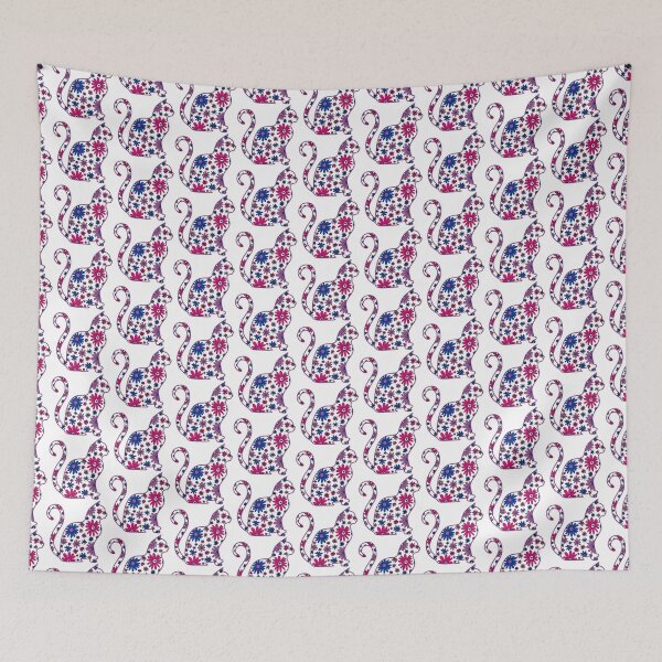 Item preview, Flower doodle cat LGBTQ+ Bisexual Bi Pride Flag designed and sold by JoyfulJen.