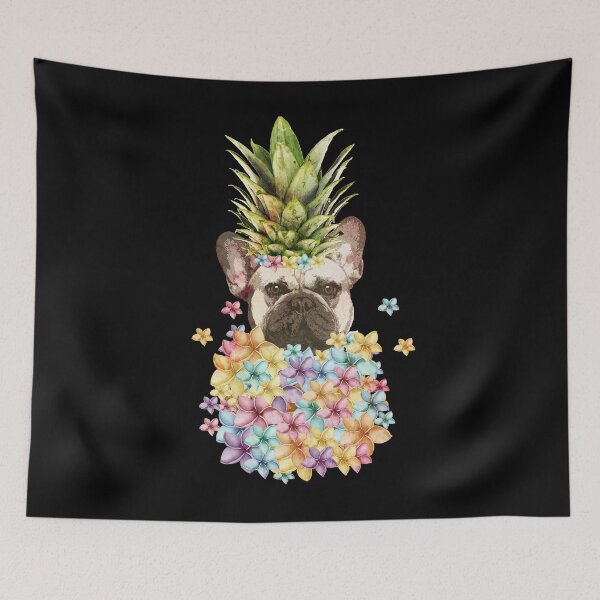 Item preview, French bulldog face and colorful flowers,butterflies, French bulldog lovers, gift for French bulldog  lovers designed and sold by Collagedream.