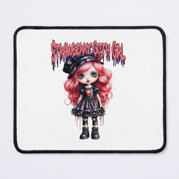 Item preview, Strawberry Goth Girl with Pink Hair in watercolor paint designed and sold by EmeraldCauldren.