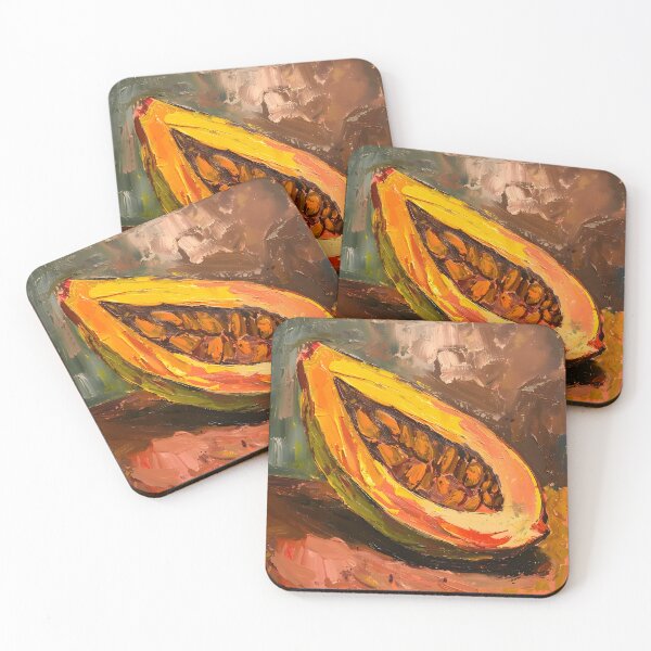 Item preview, Juicy Delight- Vibrant Vivid Brushstrokes Illuminate Sliced Cocoa Pod AI Generated designed and sold by OlfactoART Studio.