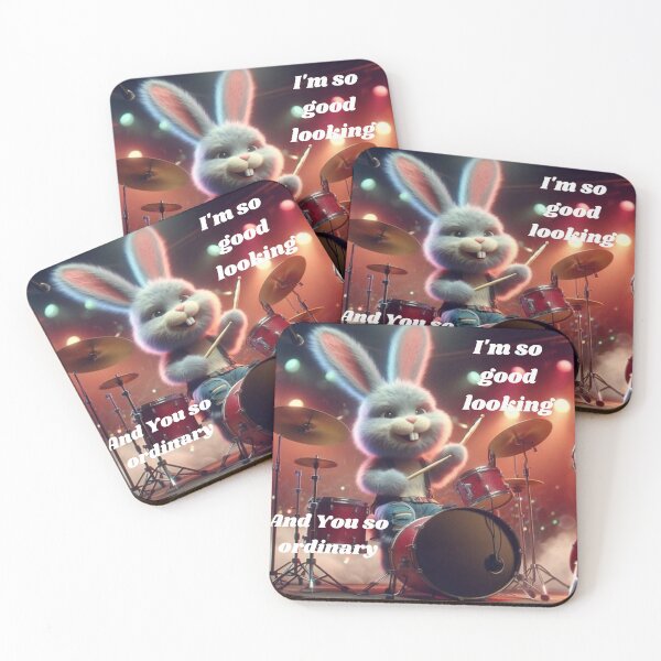 Item preview, Cute Bunny playing Drums designed and sold by Sujitmone.
