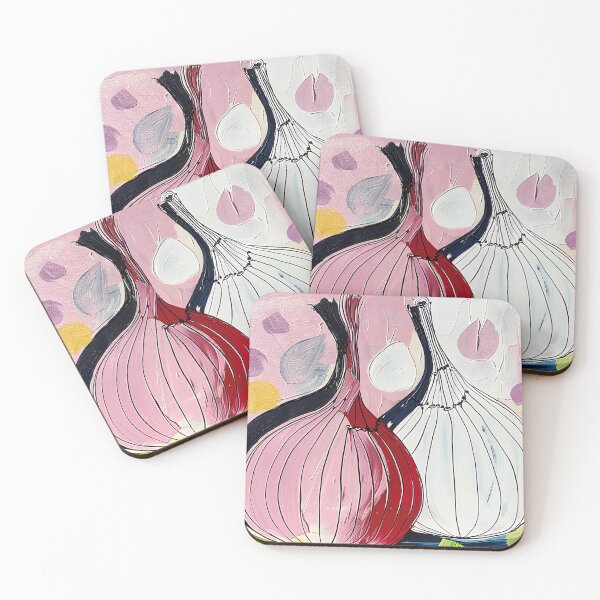 Item preview, Playful Alliums - Vibrant Brushstrokes of Stylized Onions Against a Backdrop of Playful Pinks and Purples Digital Art designed and sold by OlfactoART Studio.
