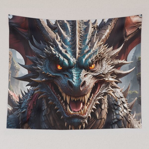 Item preview, Dragon's head, looking straight ahead, powerful fangs designed and sold by Marcu Ioachim.