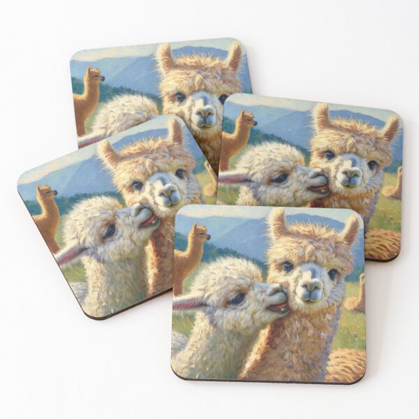 Item preview, Playful Alpacas in a Scenic Field - Humorous Animal Art designed and sold by Suzana Djordjevic.