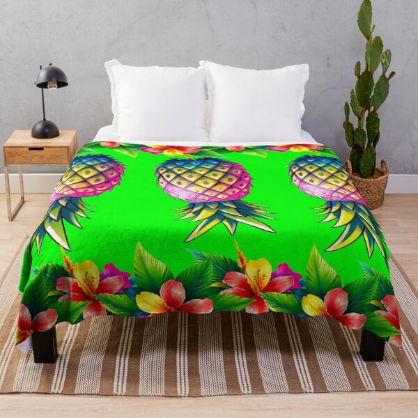 Item preview, Vibrant Tropical Flowers | Pineapples Border | Neon Green designed and sold by JLEmporium.