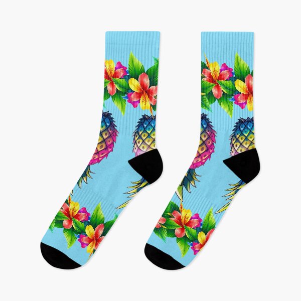 Item preview, Vibrant Tropical Flowers | Pineapples Border | Light Blue designed and sold by JLEmporium.