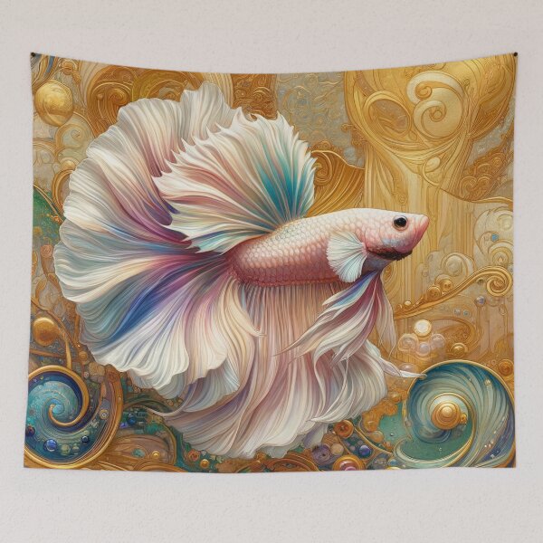 Item preview, Elegant Betta Fish with Pastel Rainbow Sheen - Graceful Aquatic Art designed and sold by Suzana Djordjevic.