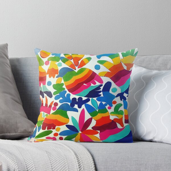 Mexican Otomi Colors Throw Pillow