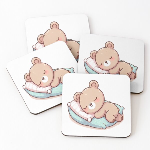 Item preview, cute bear sleeping on pillow designed and sold by Ella_Sketch.
